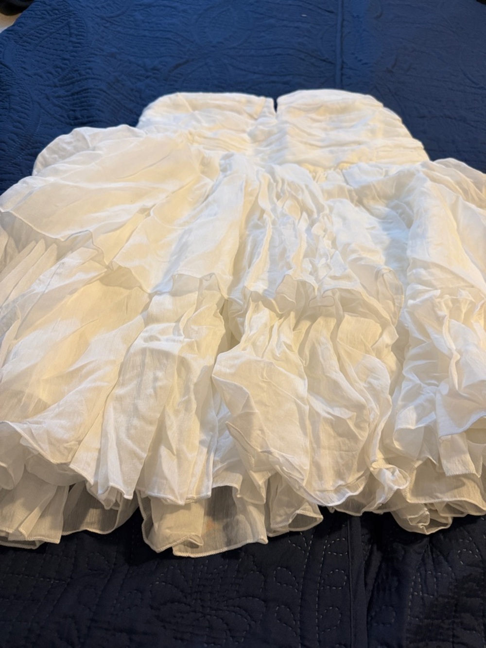 White Strapless Ruffled Mini Dress - Picture 3 of 3